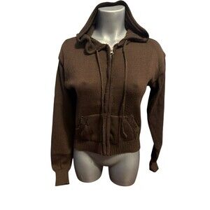 Brown hooded sweater zip up small